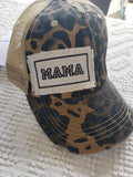 Mama Hat  Mama  leopard hat  hat match  custom hat  baseball hat  baseball cap