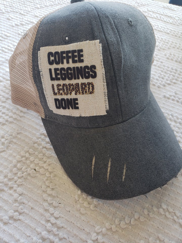 Coffee Leggings Leopard Done Patch - Choice of Baseball Cap