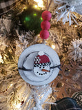 wooden puddled snowman ornament! These blank wood ornaments make a great stocking stuffer or look beautiful adorning your tree or gifts.