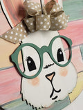 Bunny w/glasses Egg Door Hanger - BLANK