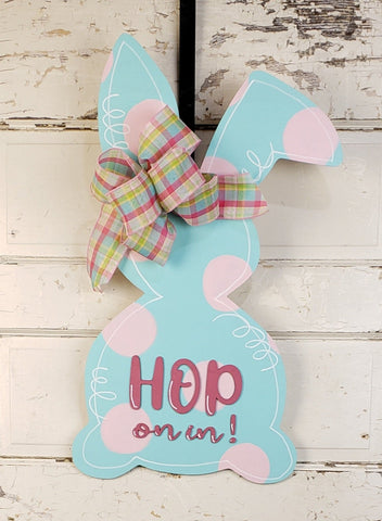 Hop on in Bunny Door Hanger - BLANK