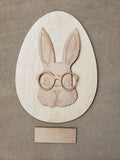 Bunny w/glasses Egg Door Hanger - BLANK