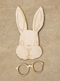 Bunny with glasses Egg Door Hanger - BLANK