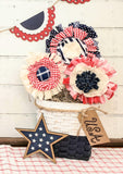 summer  pinwheel flowers  patriotic flowers  patriotic decor  flower rings  fabric flowers  diy flowers  diy  craft kit